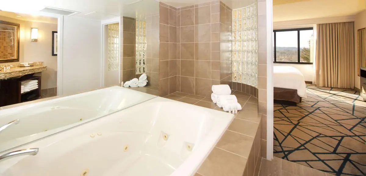 In-room hot tub at Embassy Suites by Hilton Portland Tigard in Tigard, OR